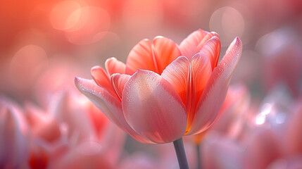 The ethereal glow of morning sunlight filtering through the translucent petals of a tulip.