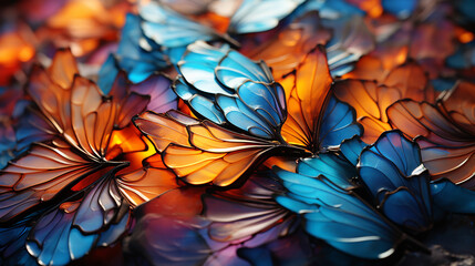 The translucent beauty of a butterfly's wing is revealed in intricate patterns under the microscope