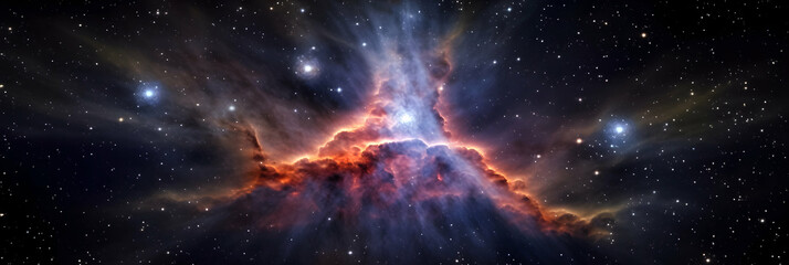 Fototapeta premium Celestial beauty in the night sky, a cosmic journey of stars, nebula and galaxies—a captivating exploration of the infinite
