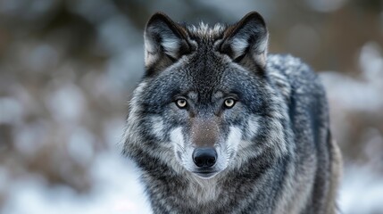 Obraz premium Grey Wolf (Canis lupus). image of animal. copy space for text.