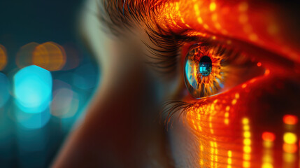 Human Eye with Futuristic Digital Overlay