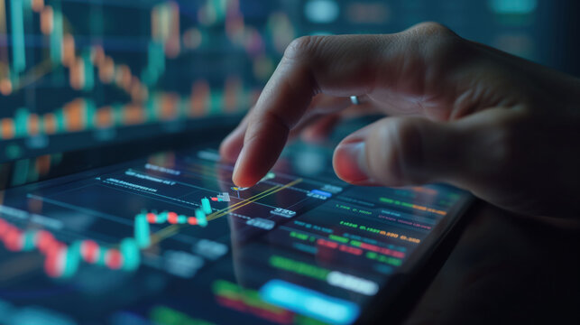 Trader Analyzing Forex Market on a Digital Device