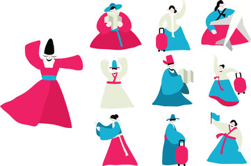 Korean People Flat Illustration Pack
