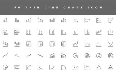Set of thin line chart icons for web