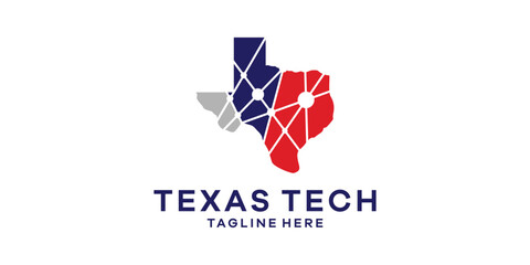 logo design map texas technology, connection, logo template symbol idea. - obrazy, fototapety, plakaty