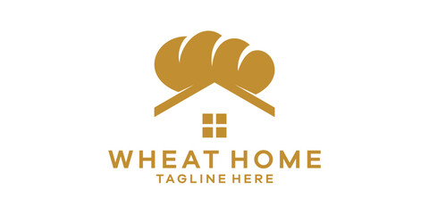 logo design combining the shape of bread with a house, logo design template symbol idea.