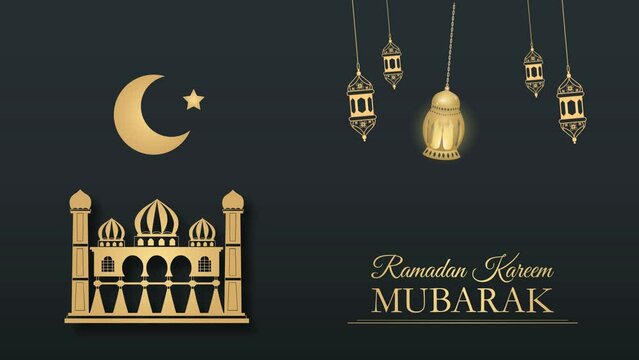 ramadan kareem motion mosque and lantern vector graphics motion video