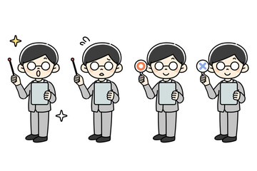 スーツの男性セット　全身　メガネ