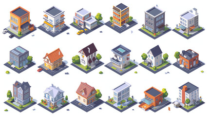 Fototapeta premium Isometric Building in the City Game Asset