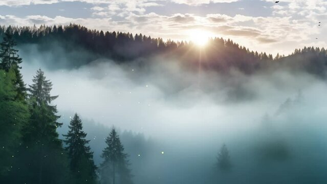 fog overlays photo. overlay realistic clouds morning. forest with morning fog. seamless looping overlay 4k virtual video animation background 