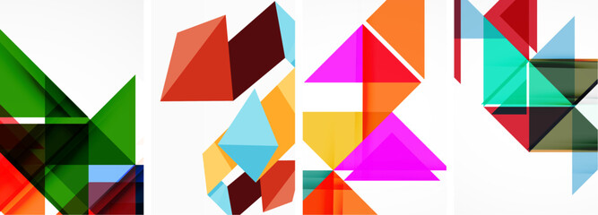 Triangle poster geometric background set