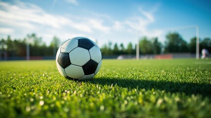 Obraz premium Soccer ball on the field