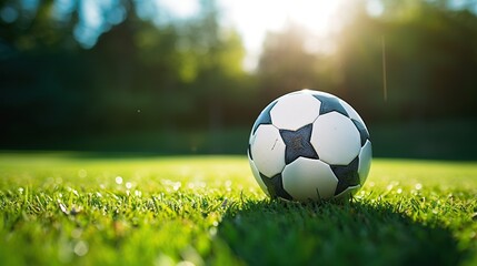 Fototapeta premium Soccer ball on the field