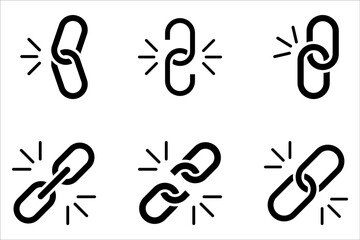 Link icon set. Hyperlink chain symbol on white background