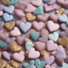 Fototapeta premium heart shaped candies -Generative AI
