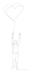 One continuous line of Man pointing with finger at heart. Thin Line Illustration vector concept. Contour Drawing Creative ideas.