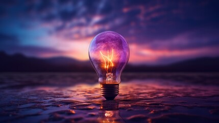 夕焼けと光る電球,Generative AI AI画像