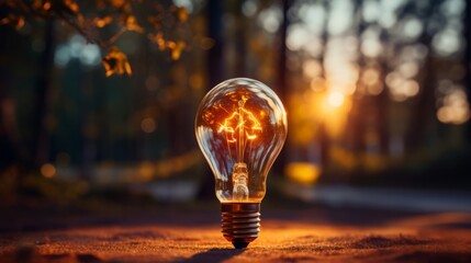 森と光る電球,Generative AI AI画像