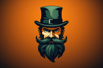 An Illustration of a Leprechaun in a Green top Hat with a Beard and Mustache