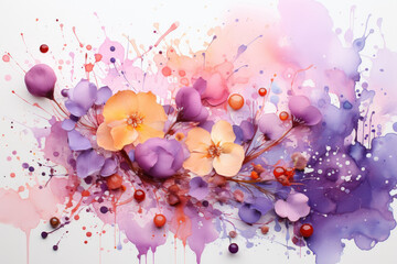 abstract watercolor painting background with a variety of flowers