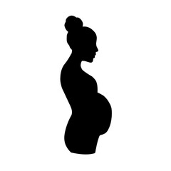 Silhouette of pregnant woman isolated