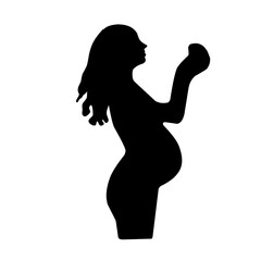 Silhouette of pregnant woman isolated