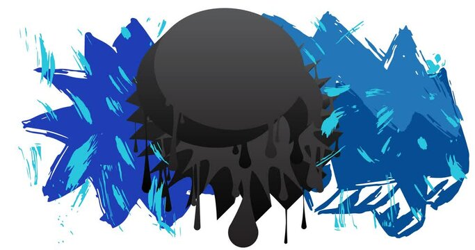 Blue and black graffiti speech bubble animation. Abstract modern Messaging sign street art decoration video, Discussion icon performed in urban painting style.