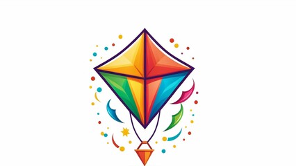 Vibrant Multicolored Kite Logo with Decorative Elements - Ideal for Creative Business, Events, and Festivals
