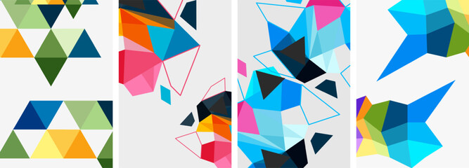 Set of triangle poster backgrounds. Vector illustration For Wallpaper, Banner, Background, Card, Book Illustration, landing page