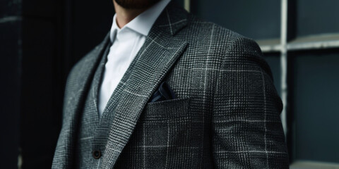 a man wearing a gray suit and white shirt, generative AI