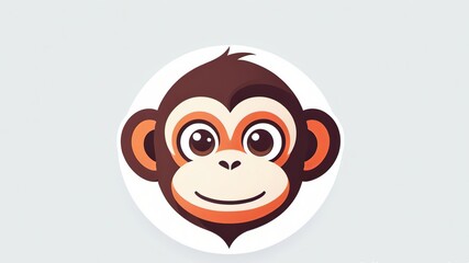 Obraz premium Friendly Cartoon Monkey Face Logo Design Encased in White Circle