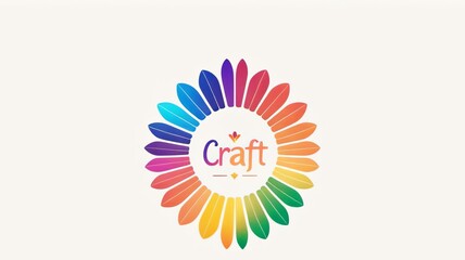 Colorful Craft Logo with Multicolored Petal Shapes and Elegant Typography on a White Background