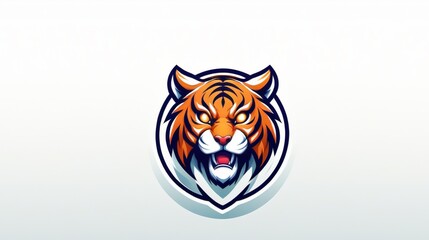 Vibrant Roaring Tiger Logo: Detailed Illustration Encased in Emblem, Ideal for Sports Teams, Gaming Clans, Brands Seeking Fierce Mascot