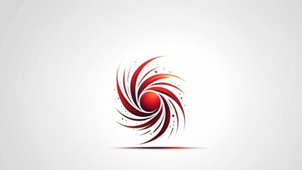 Elegant Red and White Swirl Logo Design with Dynamic Lines and Dots on a Clean White Background