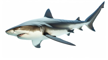 Majestic shark isolated on white, a marine spectacle. AI Generative.