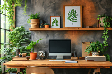 Minimalist Scandinavian Interior Home Office Room, Home Workstation Table Chair, Desk and Frame