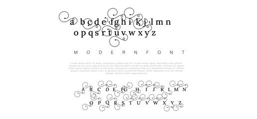 Premium luxury elegant alphabet letters and numbers. Elegant wedding typography classic serif font decorative vintage retro. Creative vector illustration - obrazy, fototapety, plakaty