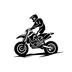 Fototapeta na wymiar Atv Motocross Racing Logo Monochrome Design Style