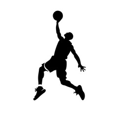 Fototapeta na wymiar Basketball Dunk Logo Monochrome Design Style