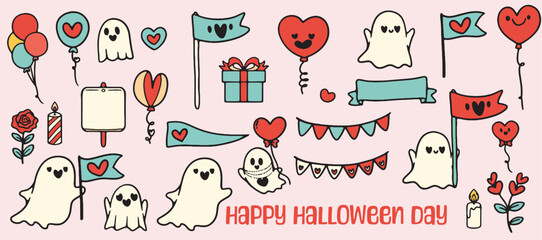 illustration of a set of halloween elements