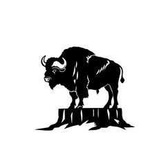 Buffalo On A Stump Logo Monochrome Design Style