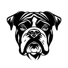 Bulldog Face Logo Monochrome Design Style