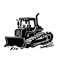 Bulldozer Tractor Logo Monochrome Design Style