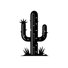 Cactus Logo Monochrome Design Style - obrazy, fototapety, plakaty