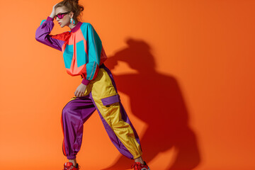 Obraz premium beautiful woman fashion. eccentric retro with vibrant bright colors