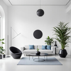 Minimalist Living: Professional Close-Up of a Harmonious Interior with Indoor Plants Gen AI