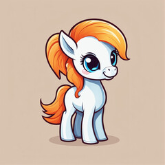 cute cartoon pony icon isolated on simple background.generative AI