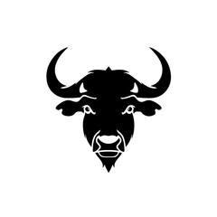Cape Buffalo Head Logo Monochrome Design Style