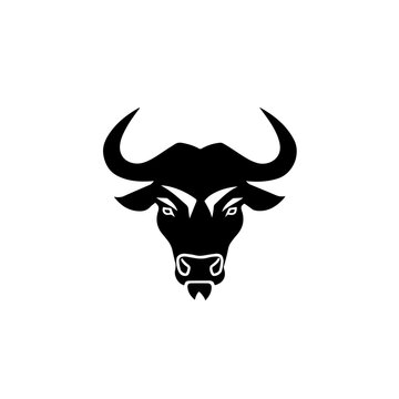 Cape Buffalo Head Logo Monochrome Design Style