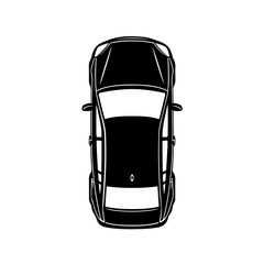 Car Top View Logo Monochrome Design Style